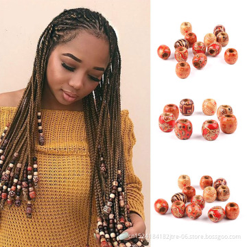 Wood Hair Beads 8mm big Hole Dreadlock Beads for Jumbo Braid Dreadlock Hair Accessories